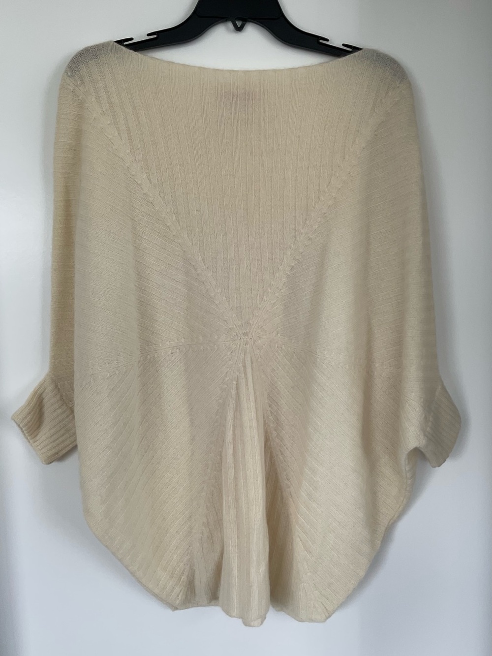 Velvet Cashmere Cream Batwing Knit Poncho Sweater